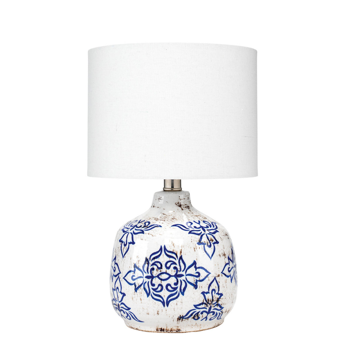 Table Lamp with Floral Pattern Ceramic Base, White  - BM241220