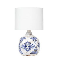 Table Lamp with Floral Pattern Ceramic Base, White  - BM241220