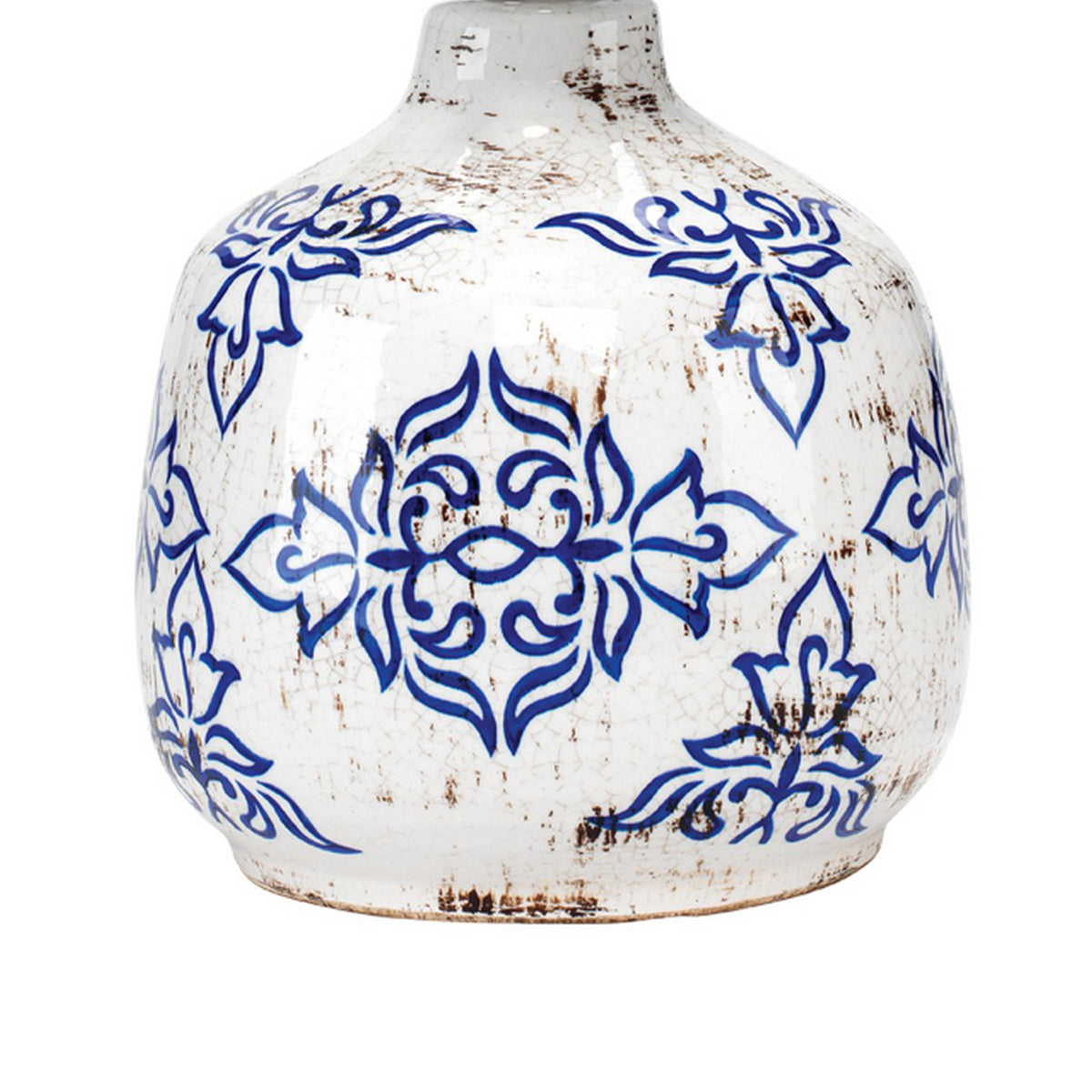 Table Lamp with Floral Pattern Ceramic Base, White  - BM241220
