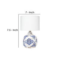 Table Lamp with Floral Pattern Ceramic Base, White  - BM241220