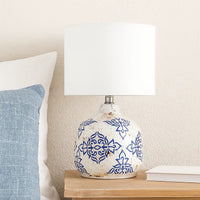 Table Lamp with Floral Pattern Ceramic Base, White  - BM241220