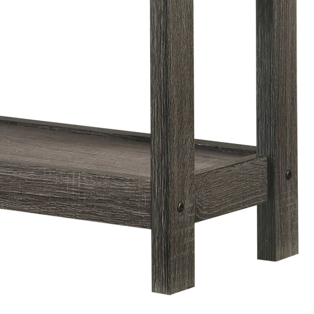 Nightstand with 1 Wooden Drawer and Grain Details, Gray - BM241302