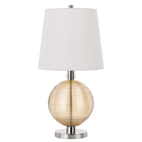 Table Lamp with Textured Glass Ball Accent, White and Chrome  - BM241799