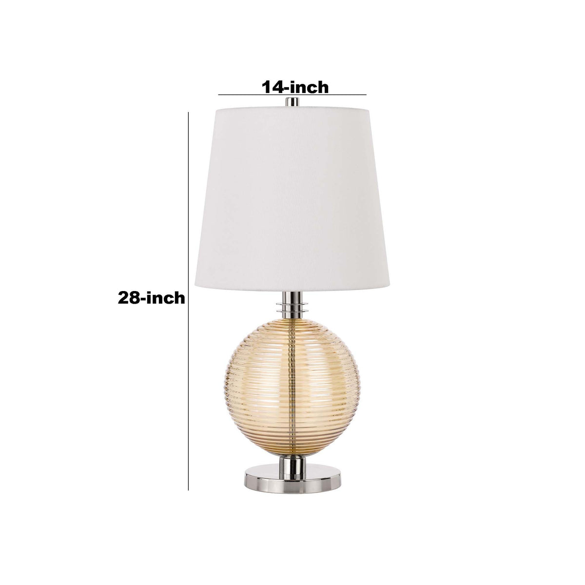 Table Lamp with Textured Glass Ball Accent, White and Chrome  - BM241799