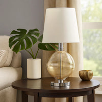 Table Lamp with Textured Glass Ball Accent, White and Chrome  - BM241799
