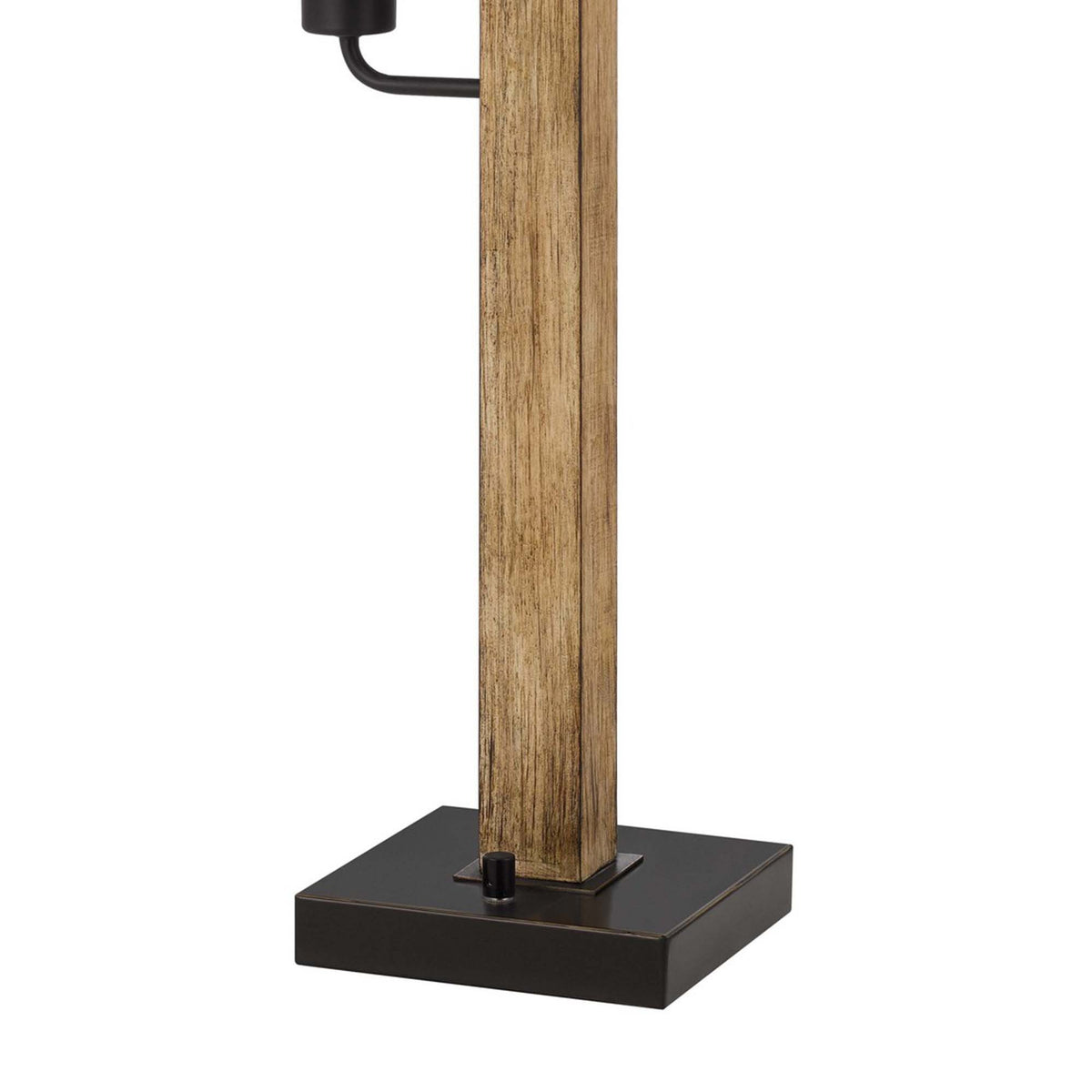 Wooden Table Lamp with 2 Metal Mesh Shades, Brown and Black  - BM241805