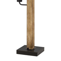 Wooden Table Lamp with 2 Metal Mesh Shades, Brown and Black  - BM241805