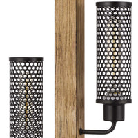 Wooden Table Lamp with 2 Metal Mesh Shades, Brown and Black  - BM241805