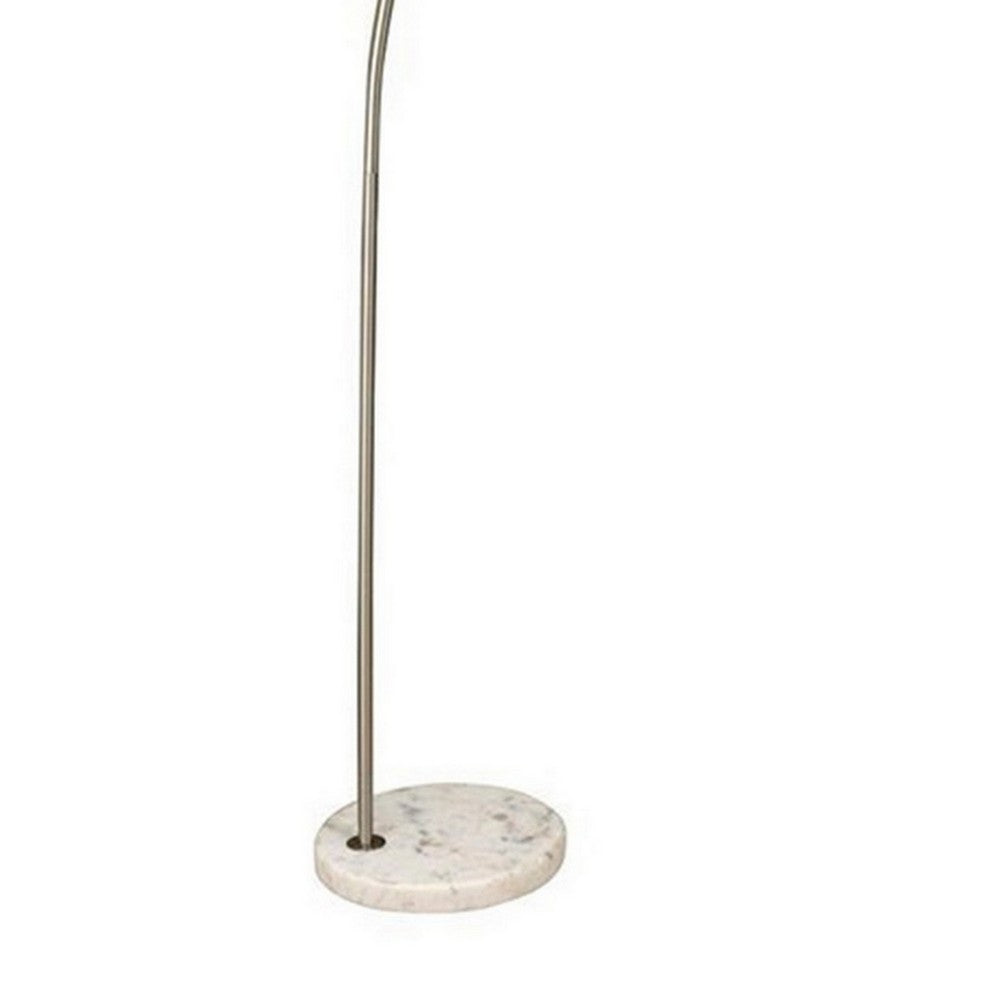 Floor Lamp with Arched Extendable Neck and Marble Base, Silver - BM241810