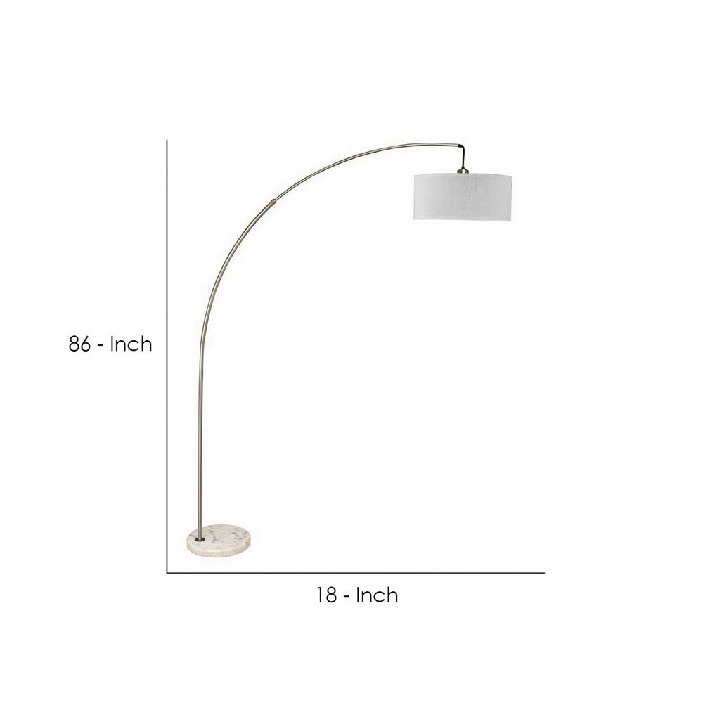 Floor Lamp with Arched Extendable Neck and Marble Base, Silver - BM241810