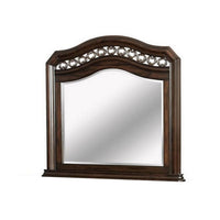 Wall Mirror with Camelback Top Wooden Molded Frame, Espresso Brown - BM241814