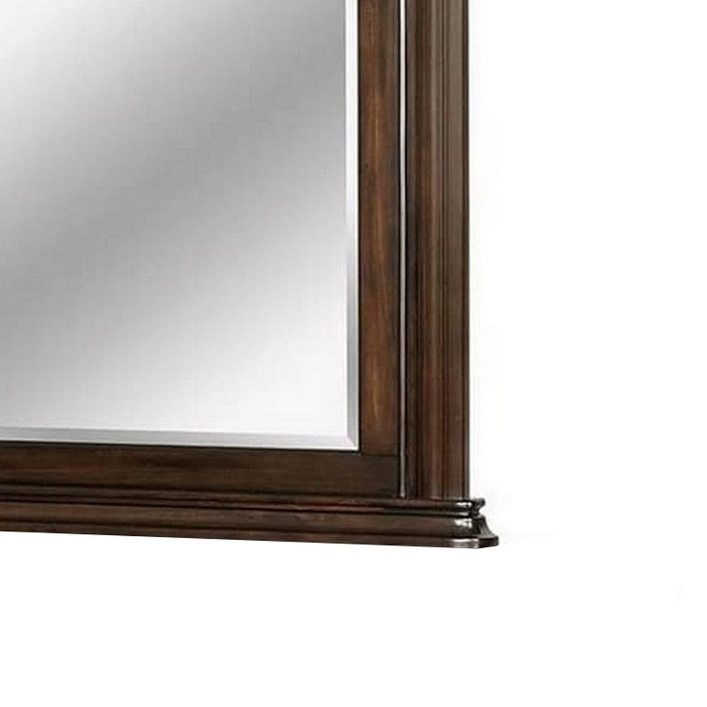 Wall Mirror with Camelback Top Wooden Molded Frame, Espresso Brown - BM241814