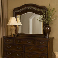 Wall Mirror with Camelback Top Wooden Molded Frame, Espresso Brown - BM241814