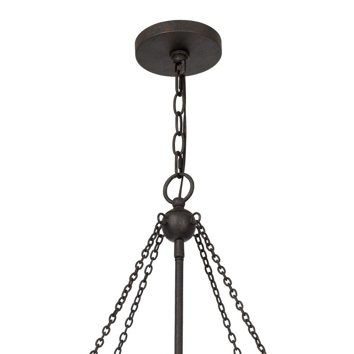 Chandelier with Octagonal Cage Design Metal Frame and Wood Accents, Brown  - BM241828