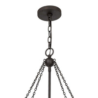 Chandelier with Octagonal Cage Design Metal Frame and Wood Accents, Brown  - BM241828