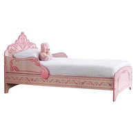 Twin Bed with MDF Scalloped and Scroll Motif Design, Pink - BM241842