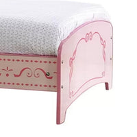 Twin Bed with MDF Scalloped and Scroll Motif Design, Pink - BM241842