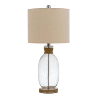 Table Lamp with Bubble Glass Body and Rope Accent, Beige  - BM241867