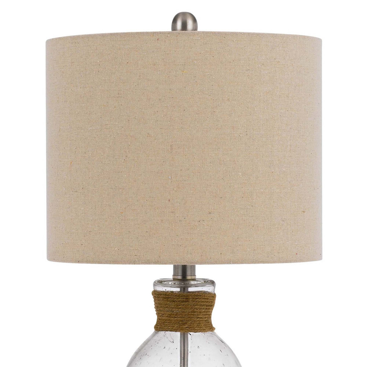 Table Lamp with Bubble Glass Body and Rope Accent, Beige  - BM241867