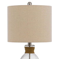 Table Lamp with Bubble Glass Body and Rope Accent, Beige  - BM241867