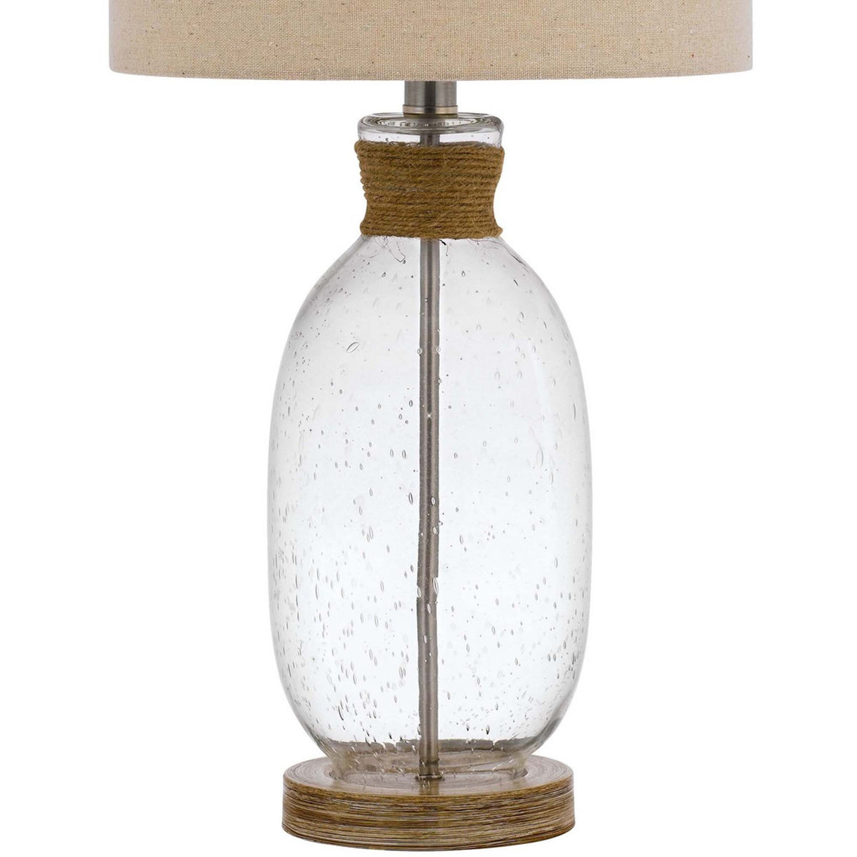 Table Lamp with Bubble Glass Body and Rope Accent, Beige  - BM241867