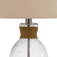 Table Lamp with Bubble Glass Body and Rope Accent, Beige  - BM241867