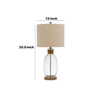 Table Lamp with Bubble Glass Body and Rope Accent, Beige  - BM241867