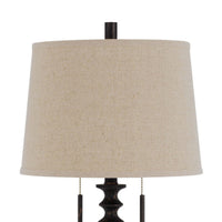 Table Lamp with Tubular Turned Resin Support and Pull Chain, Dark Bronze  - BM241869