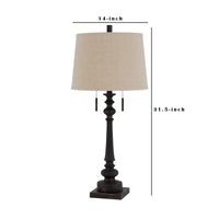 Table Lamp with Tubular Turned Resin Support and Pull Chain, Dark Bronze  - BM241869