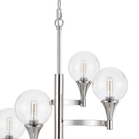 Chandelier with 4 Globe Glass Shades and Cone Design Holders, Chrome  - BM241873