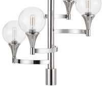 Chandelier with 4 Globe Glass Shades and Cone Design Holders, Chrome  - BM241873