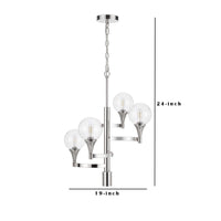 Chandelier with 4 Globe Glass Shades and Cone Design Holders, Chrome  - BM241873