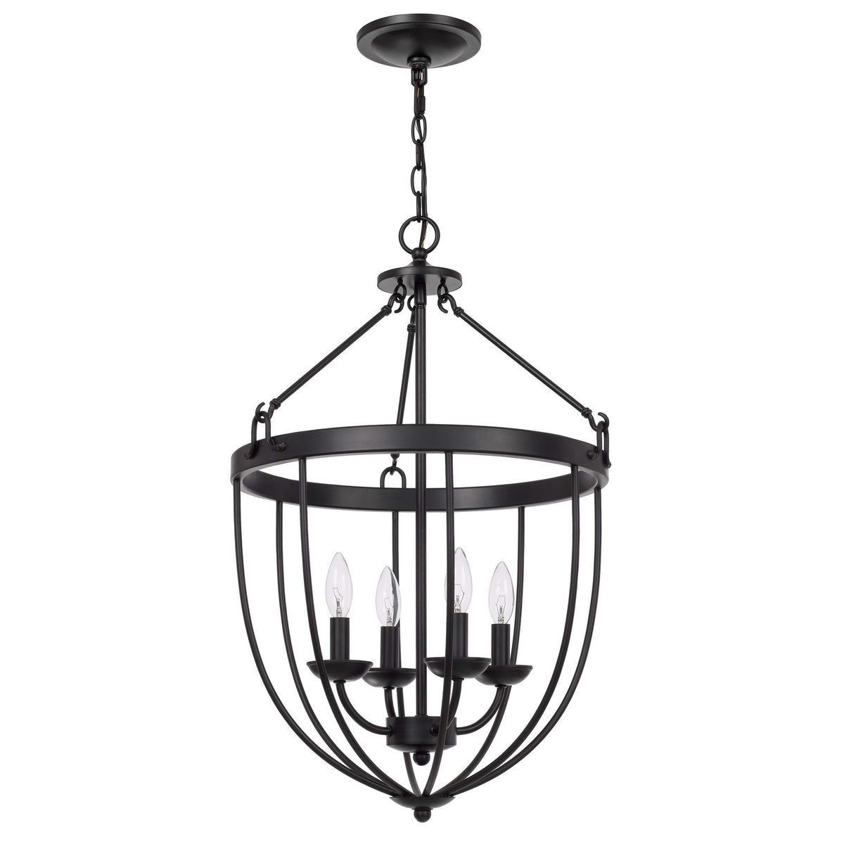 Chandelier with Metal Bird Cage Pendulum Design, Black  - BM241879