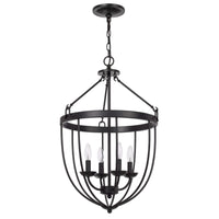 Chandelier with Metal Bird Cage Pendulum Design, Black  - BM241879