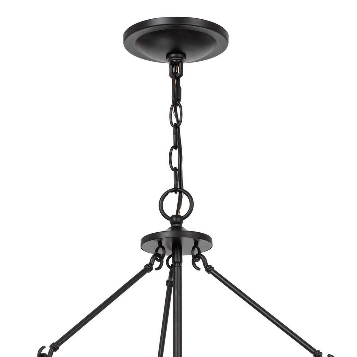 Chandelier with Metal Bird Cage Pendulum Design, Black  - BM241879
