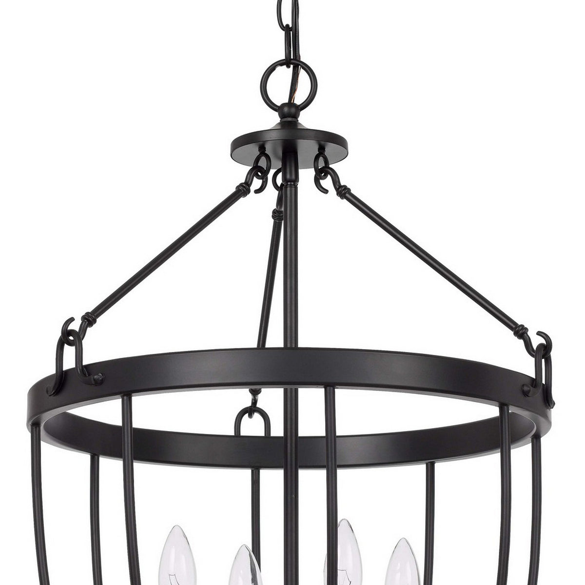 Chandelier with Metal Bird Cage Pendulum Design, Black  - BM241879