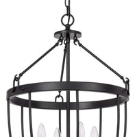 Chandelier with Metal Bird Cage Pendulum Design, Black  - BM241879