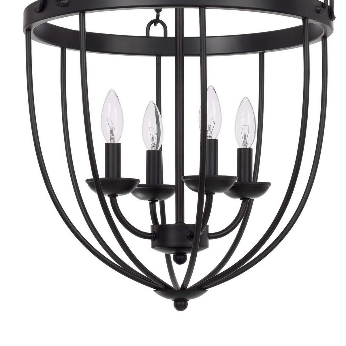 Chandelier with Metal Bird Cage Pendulum Design, Black  - BM241879