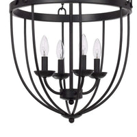 Chandelier with Metal Bird Cage Pendulum Design, Black  - BM241879