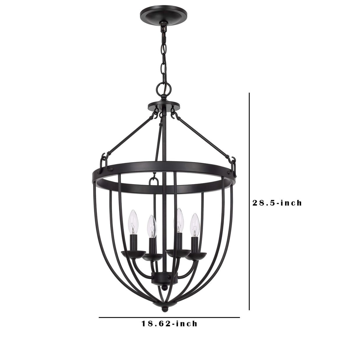Chandelier with Metal Bird Cage Pendulum Design, Black  - BM241879