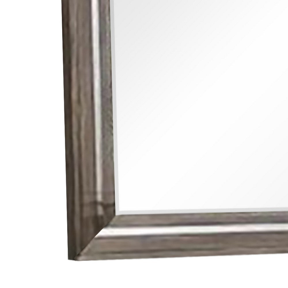Wall Mirror with Plank Style Wooden Frame and Arched Top, Brown - BM241891