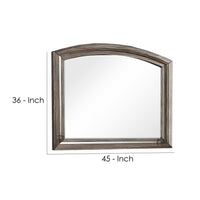 Wall Mirror with Plank Style Wooden Frame and Arched Top, Brown - BM241891