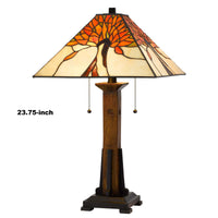 Table Lamp with Tiffany Shade and Floral Accent, Multicolor  - BM241897