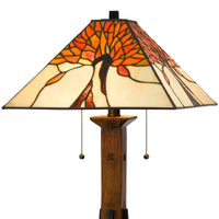 Table Lamp with Tiffany Shade and Floral Accent, Multicolor  - BM241897