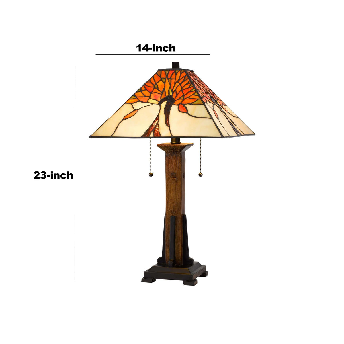 Table Lamp with Tiffany Shade and Floral Accent, Multicolor  - BM241897