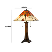 Table Lamp with Tiffany Shade and Floral Accent, Multicolor  - BM241897