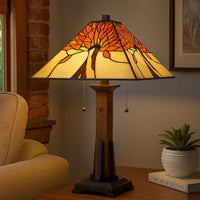 Table Lamp with Tiffany Shade and Floral Accent, Multicolor  - BM241897