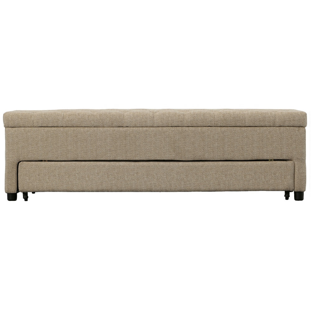 Bench with Button Tufting and Pull Out Storage, Beige - BM241906