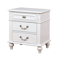 Nightstand with 3 Drawers and Built In USB Port, White - BM241909