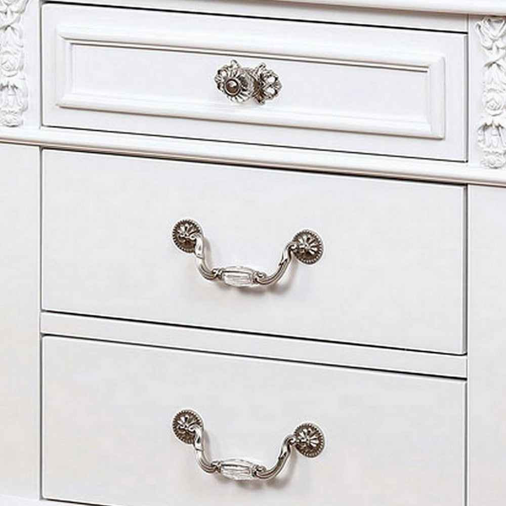 Nightstand with 3 Drawers and Built In USB Port, White - BM241909